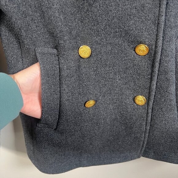 J. Crew Stadium Cloth Wool Pea Coat Size 2 Gray Nello Gori Double Breasted - Picture 7 of 12